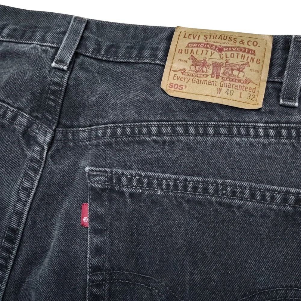 VTG Levis 505 Jeans Mens 40x32 Black Denim Straight Leg Regular Fit Made In USA